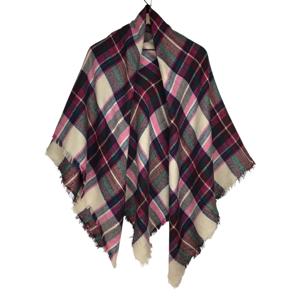 BLANKET SCARF Tartan Plaid Fringe Oversized Holiday Festive Christmas Cozy Shawl